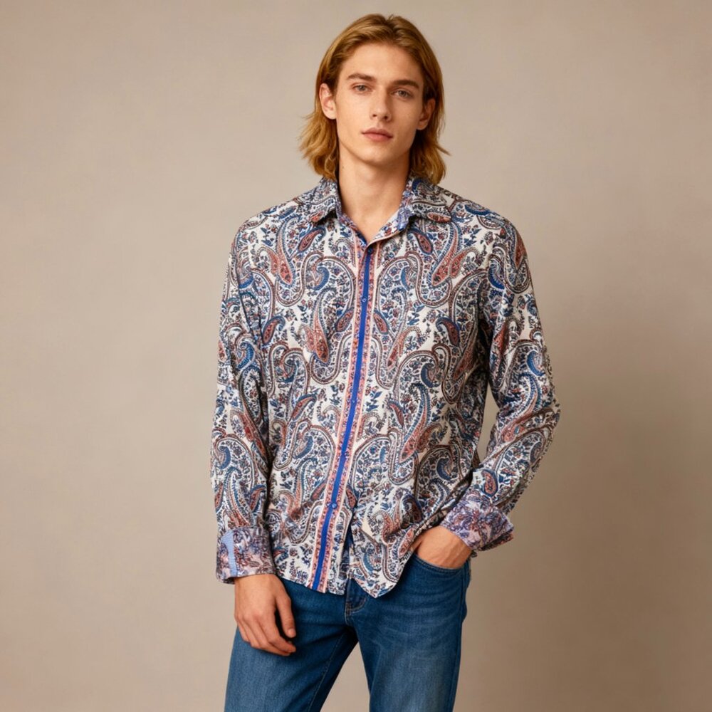 Robert Graham Embroidered XL NWT Men's Long Sleeve Shirt Cotton Multicolor flora